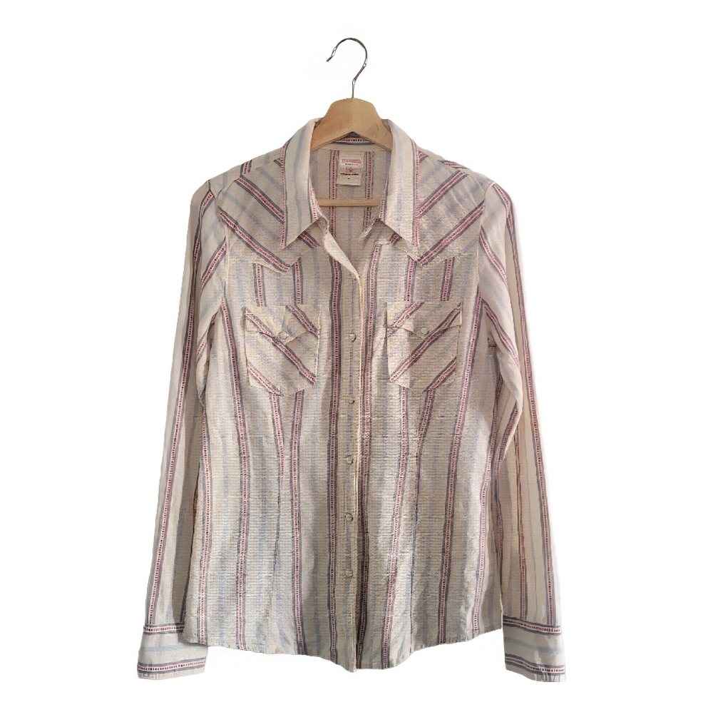 TRUE RELIGION Size M Western Pearl Snap Striped Shirt Womens